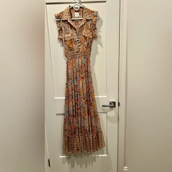 Misa Los Angeles Dresses | Orange And Brown Maxi Dress With Elegant Design | Color: Brown/Orange | Size: S | Pm-68418817's Closet